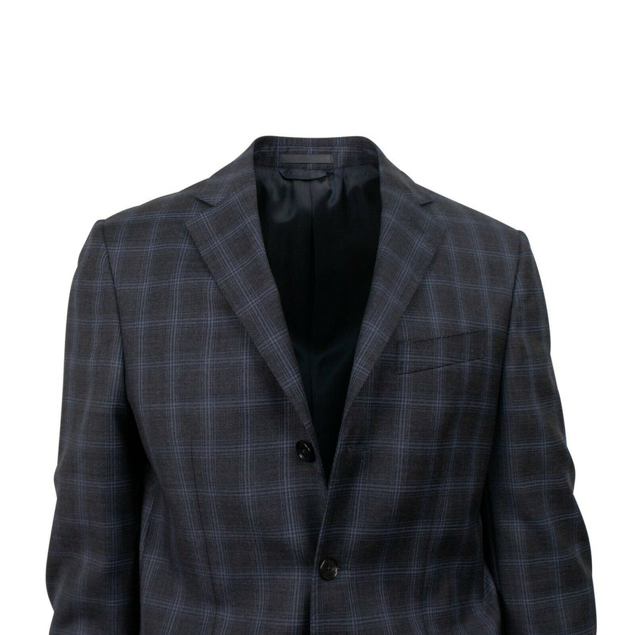 Drop 6 Plaid 3 Roll 2 Button Wool Sport Coat - Gray / Blue