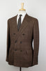 Windowpane Wool Blend Double Breasted Suit - Brown