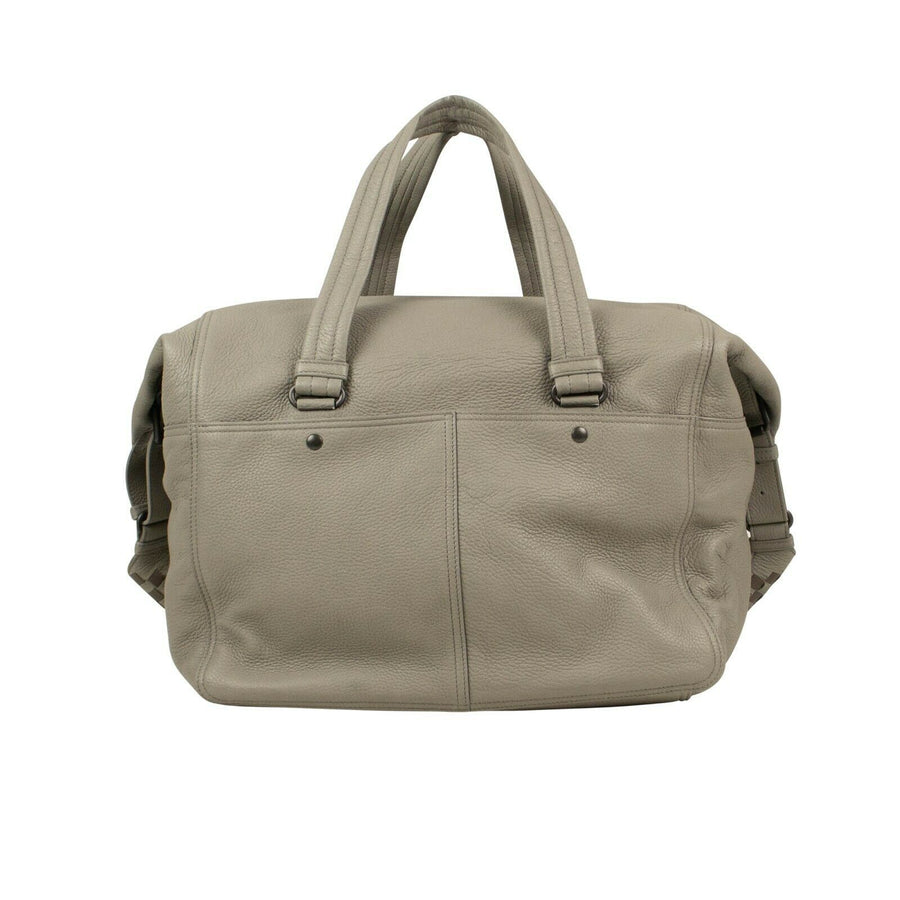 Leather Duffle Bag - Light Gray