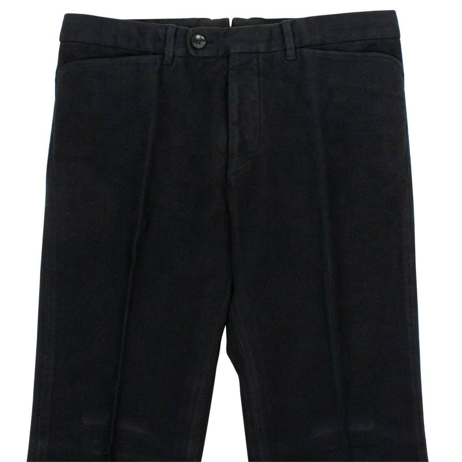 Cotton Blend Suede Pants - Black