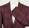 Tartan Check Wool Blend 3 Roll 2 Button Sport Coat - Red