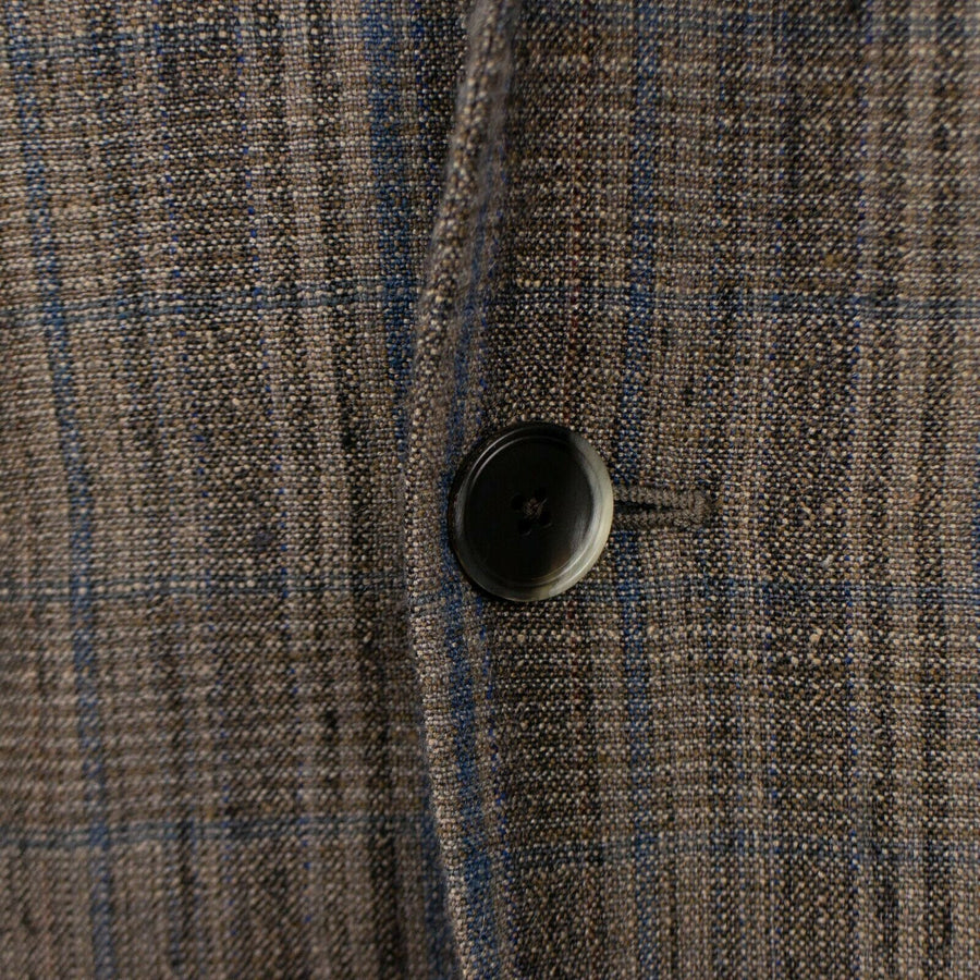 Drop 8 Plaid Two Button Wool Blend Sport Coat - Brown