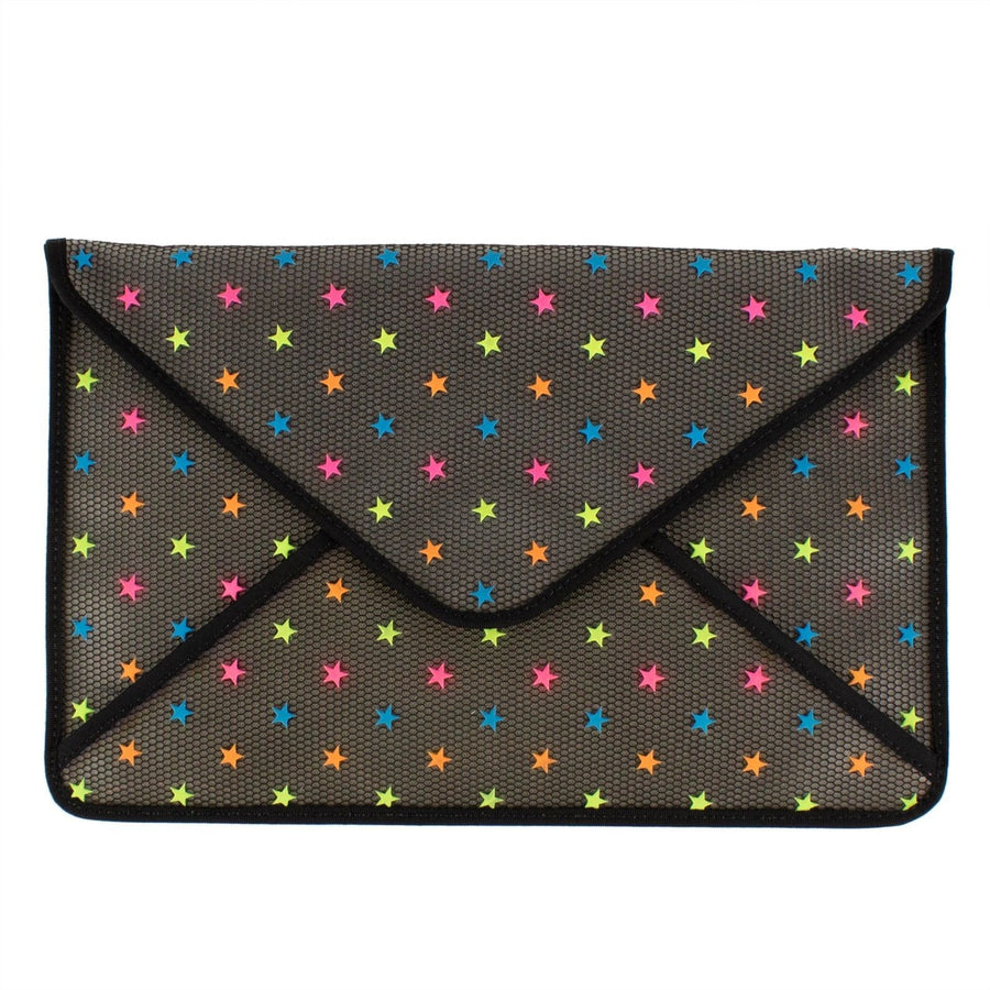 Envelope Opaque Mesh Star Clutch - Gray / Multi