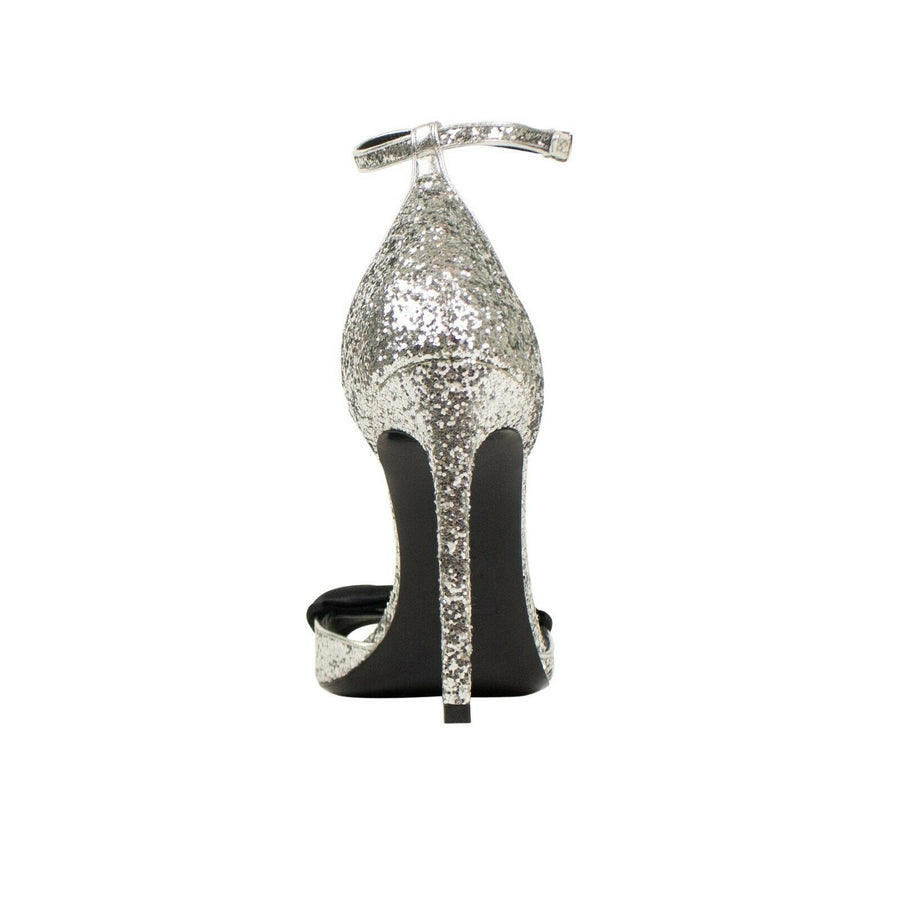 Glitter Jane Bow Sandal Pumps - Silver