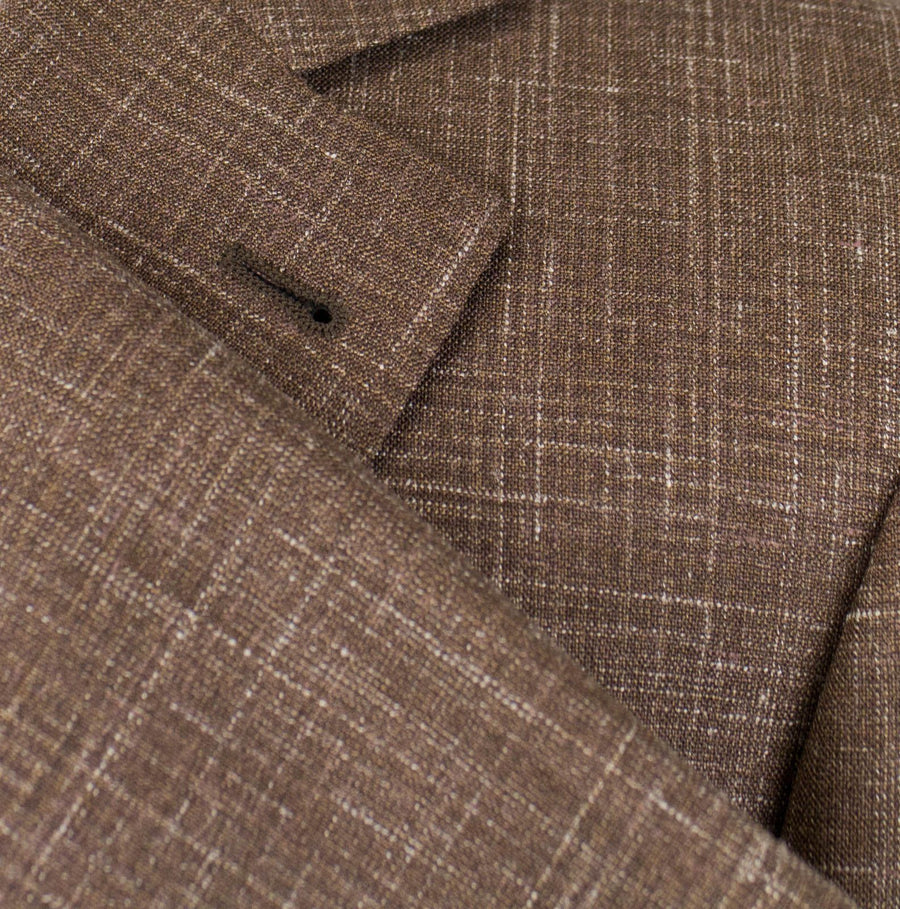 Wool Blend 3 Roll 2 Button Suit - Brown