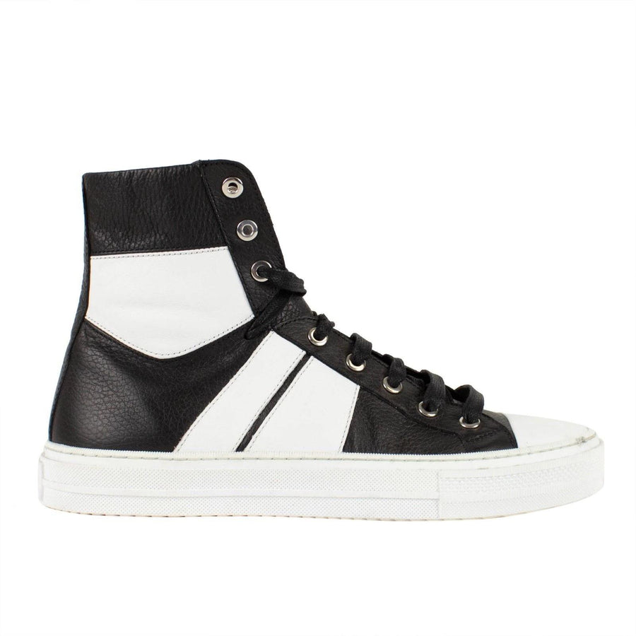 Men's Leather Sunset High Top Sneakers - Black / White