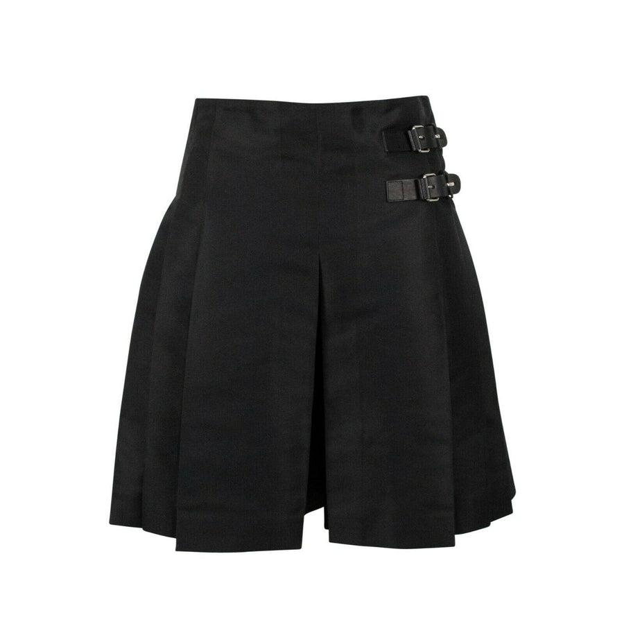 Satin Thick Pleated Flare Shorts - Black