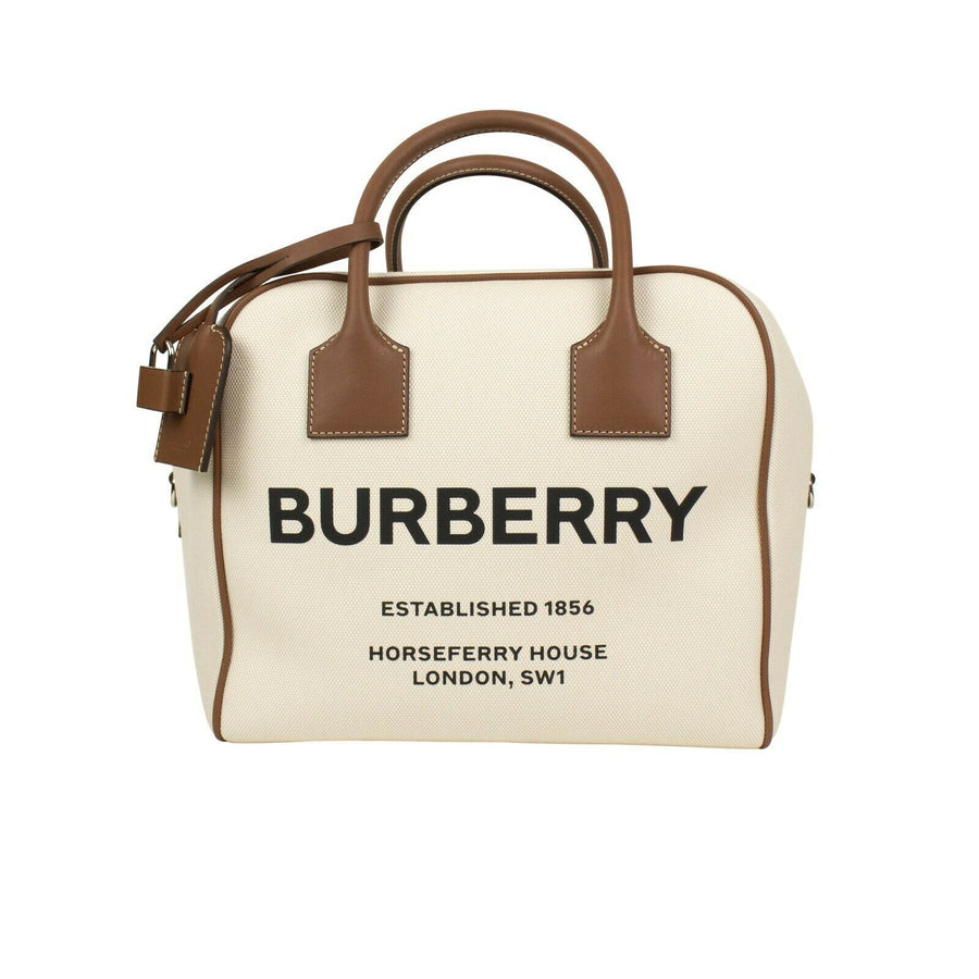 Cotton Horseferry Print Canvas Cube Bag - Beige