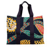 Cotton Printed Savana Dance Canvas Beach Bag - Navy