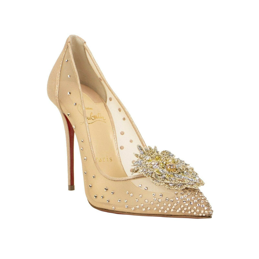 'Marenude' Mesh 100mm Pumps Heels - Beige
