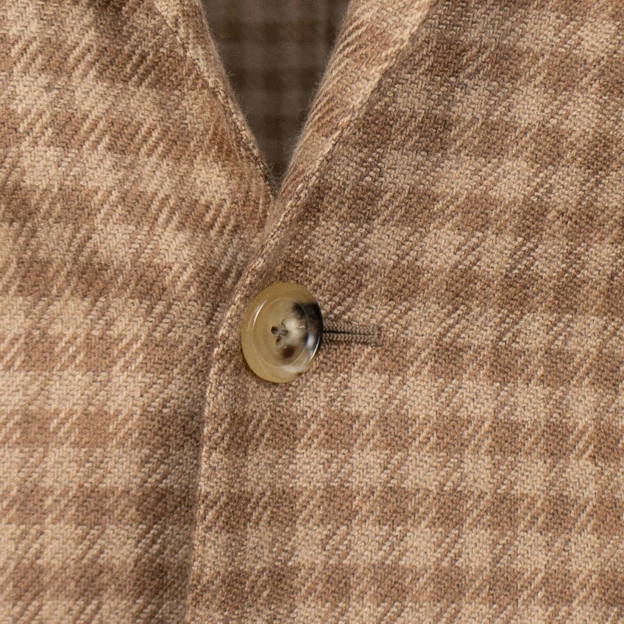 Drop 8 Check Camel Hair 3 Roll 2 Button Sport Coat - Brown