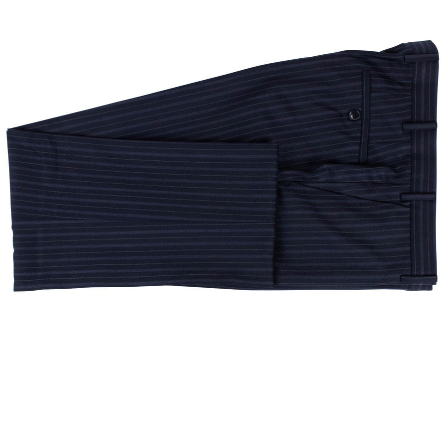 Drop 7 Striped Wool Two Button Suit - Black