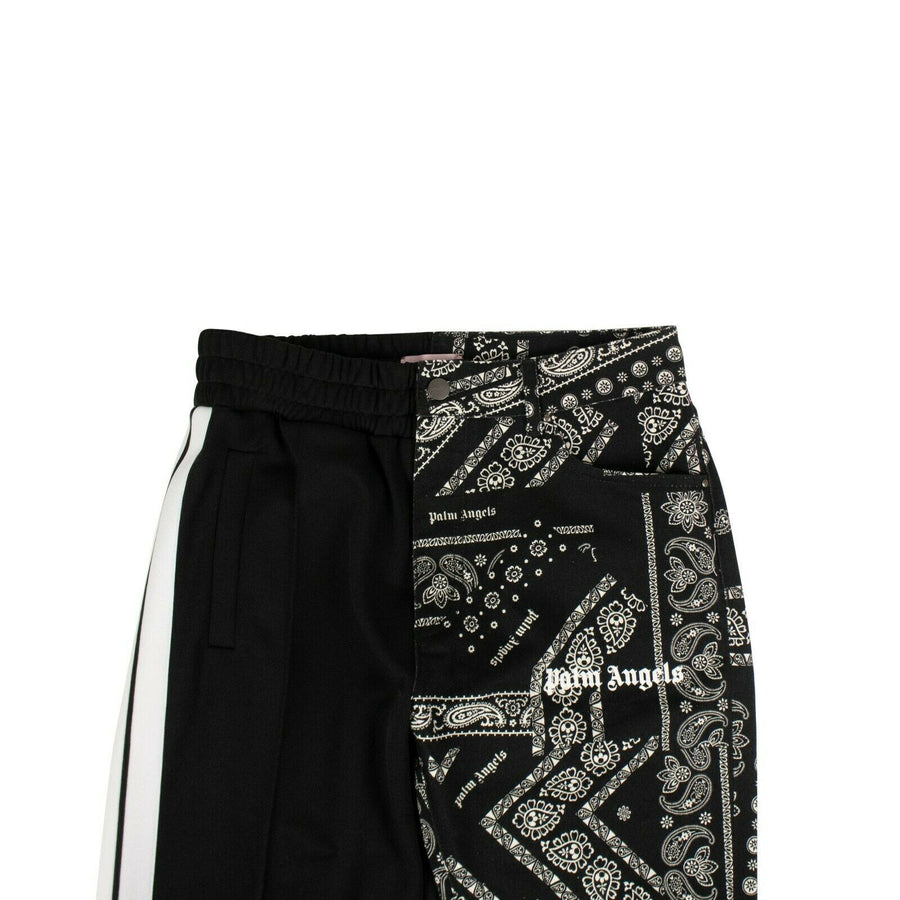 Split Bandana Denim Classic Track Pants - Black
