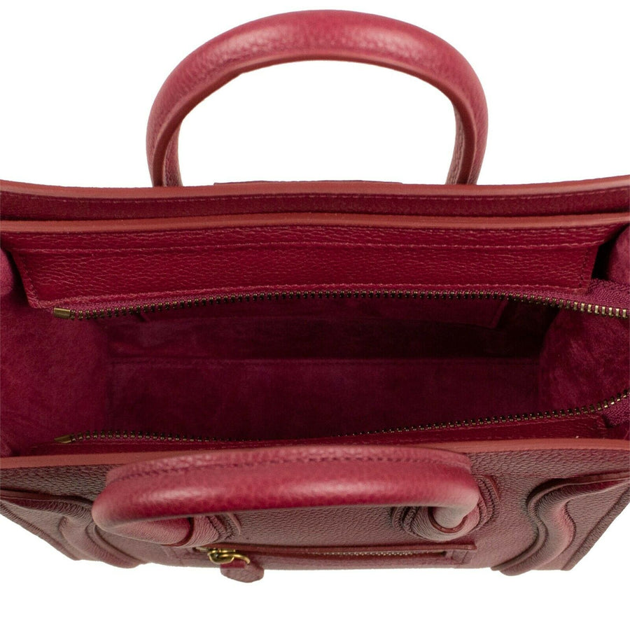 Drummed Calfskin Nano Luggage Cross Body Bag - Raspberry Pink