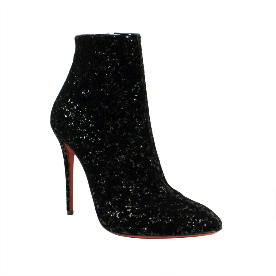 Eloise Velvet Glitter Short Boots - Black