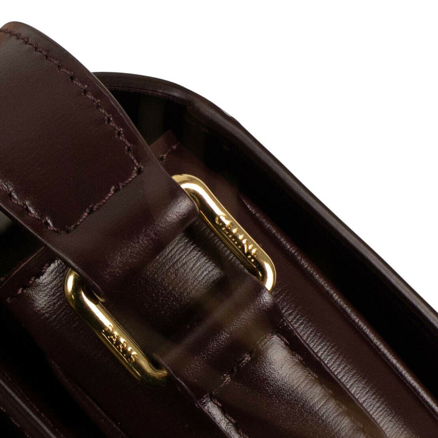 Shiny Calfskin Leather Medium Triomphe Cross Body Bag - Burgundy