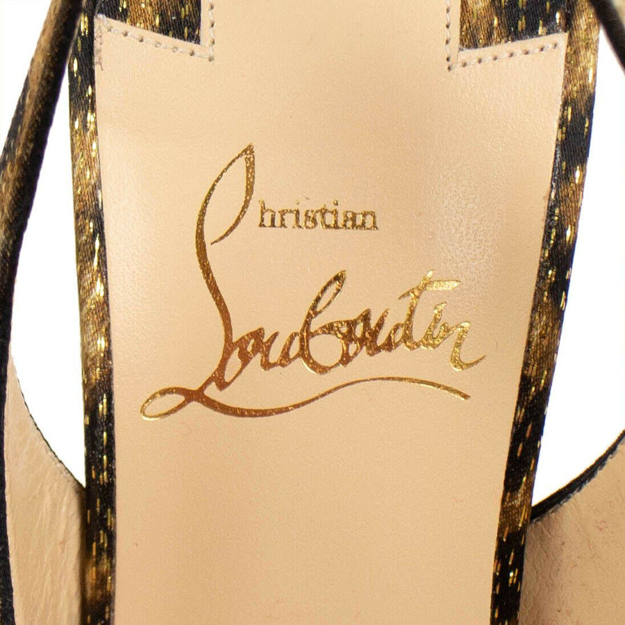 Drama Lurex Studded 100mm Slingback Pumps - Brown