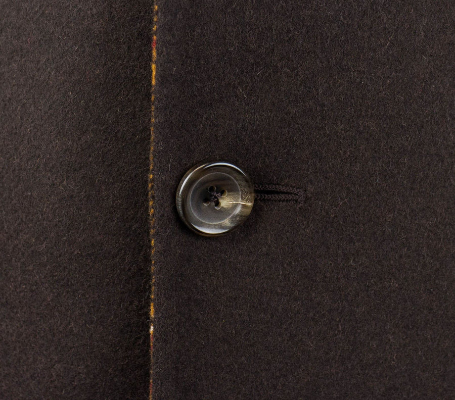 Brown Wool Blend Full Length Slim Fit Coat