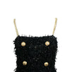 Cotton Blend Fringed Sheath Mini Dress - Black