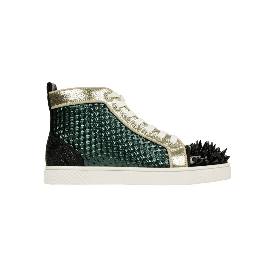 Men's Multi-Color Metallic Hi-Top Sneakers - Green / White / Gold