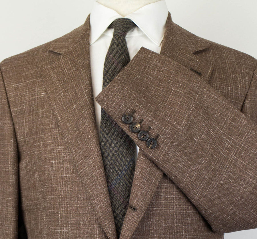 Wool Blend 3 Roll 2 Button Suit - Brown