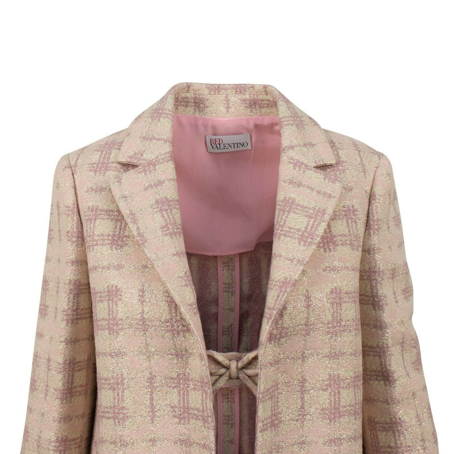 Plaid Tweed Long Coat - Pink