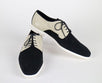 Suede Leather Bi-Color Oxfords - Cream / Black