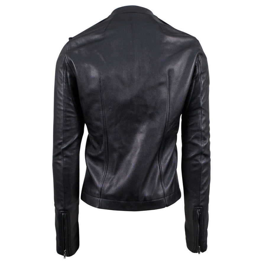 Vintage Goat Leather Biker Jacket - Black