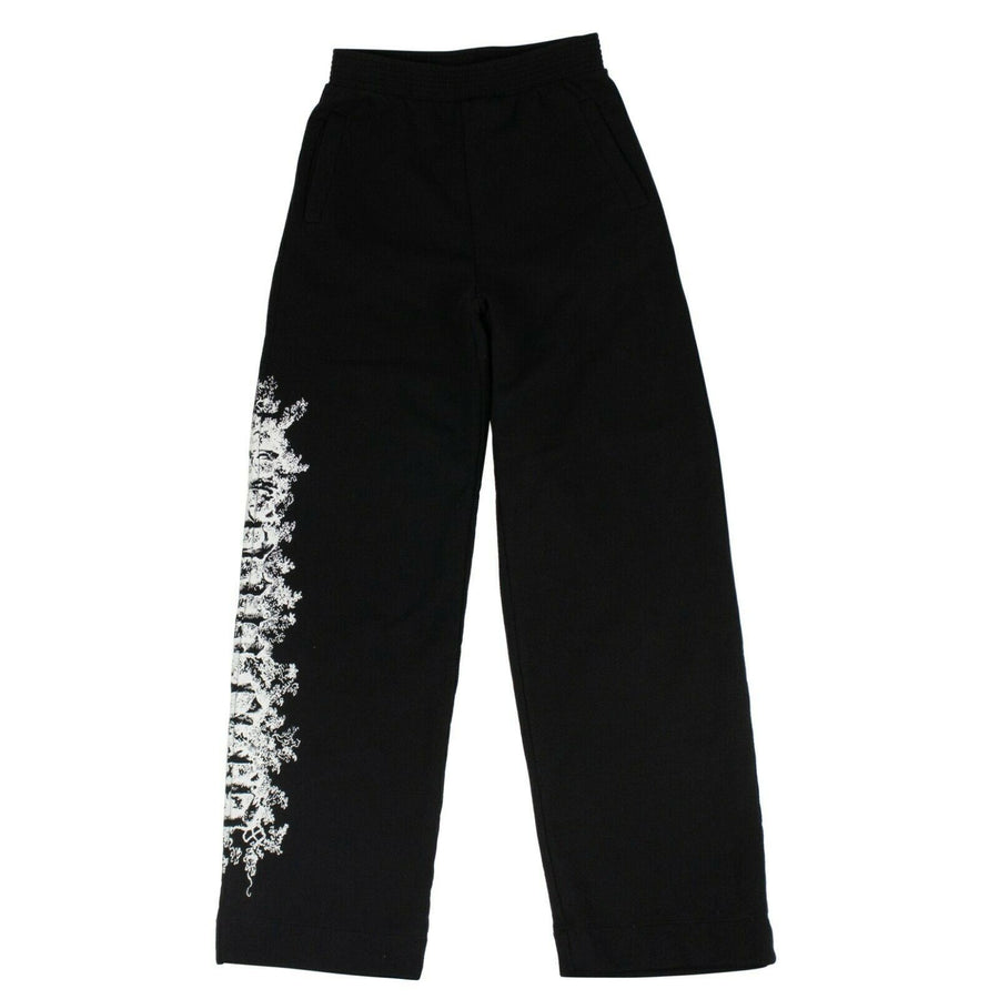 Graphic Print Sweat Pants - Black