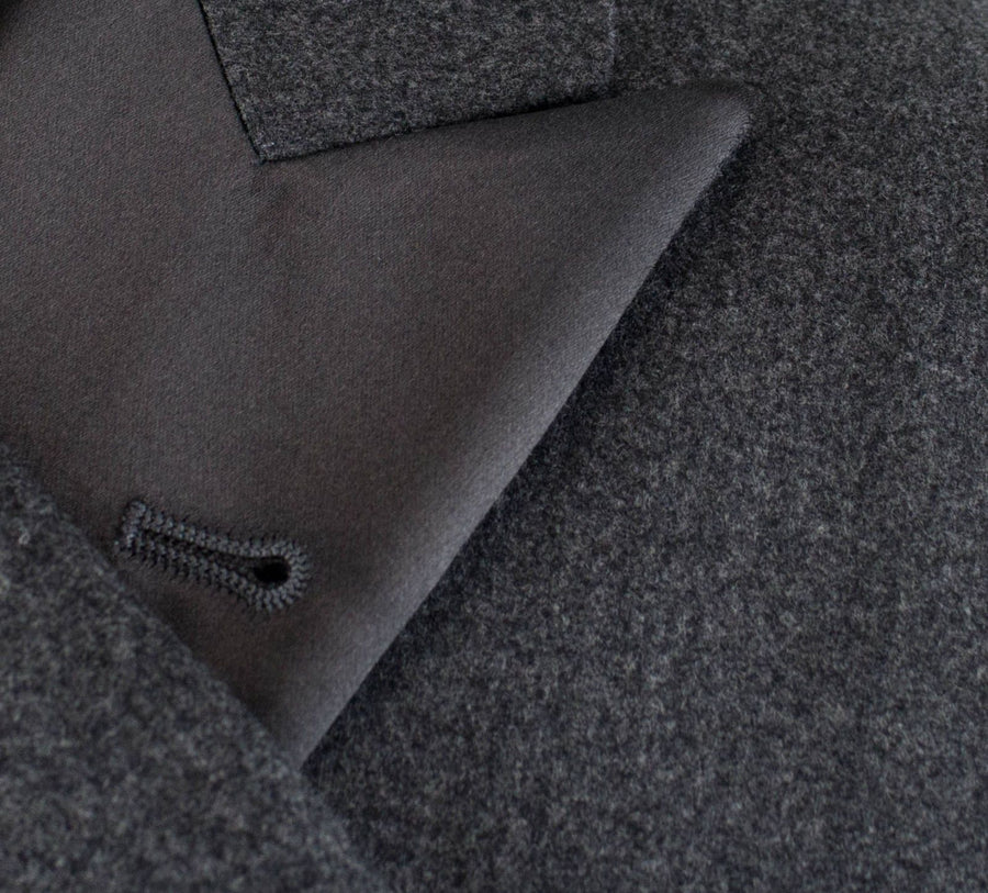 Wool Satin Peak Lapels Tuxedo - Gray