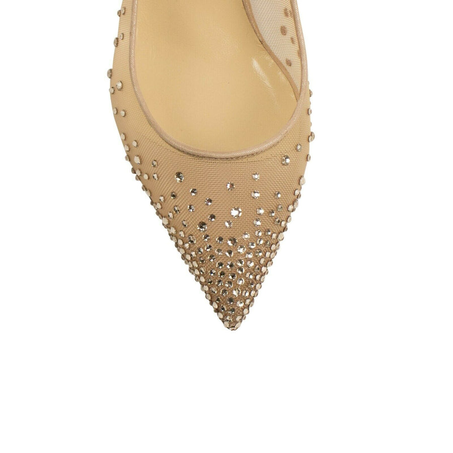 Follies Strass Mesh 70mm Pumps - Beige / Pale Gold
