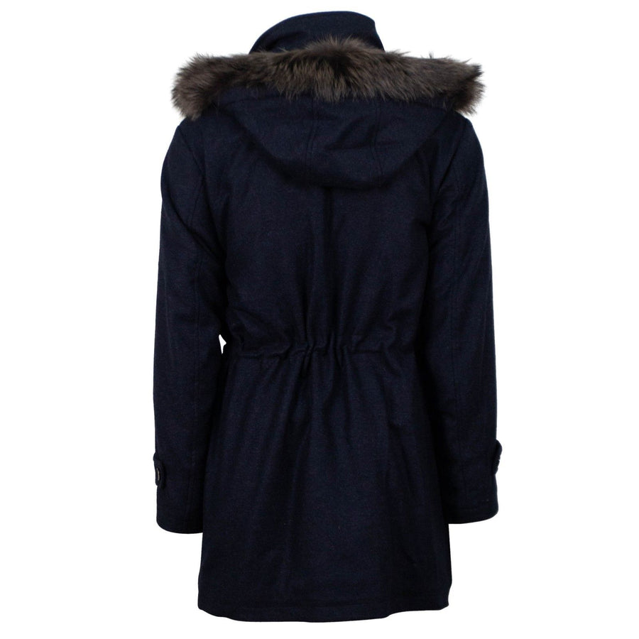 Cashmere Blend Hooded Zip Up Coat - Blue