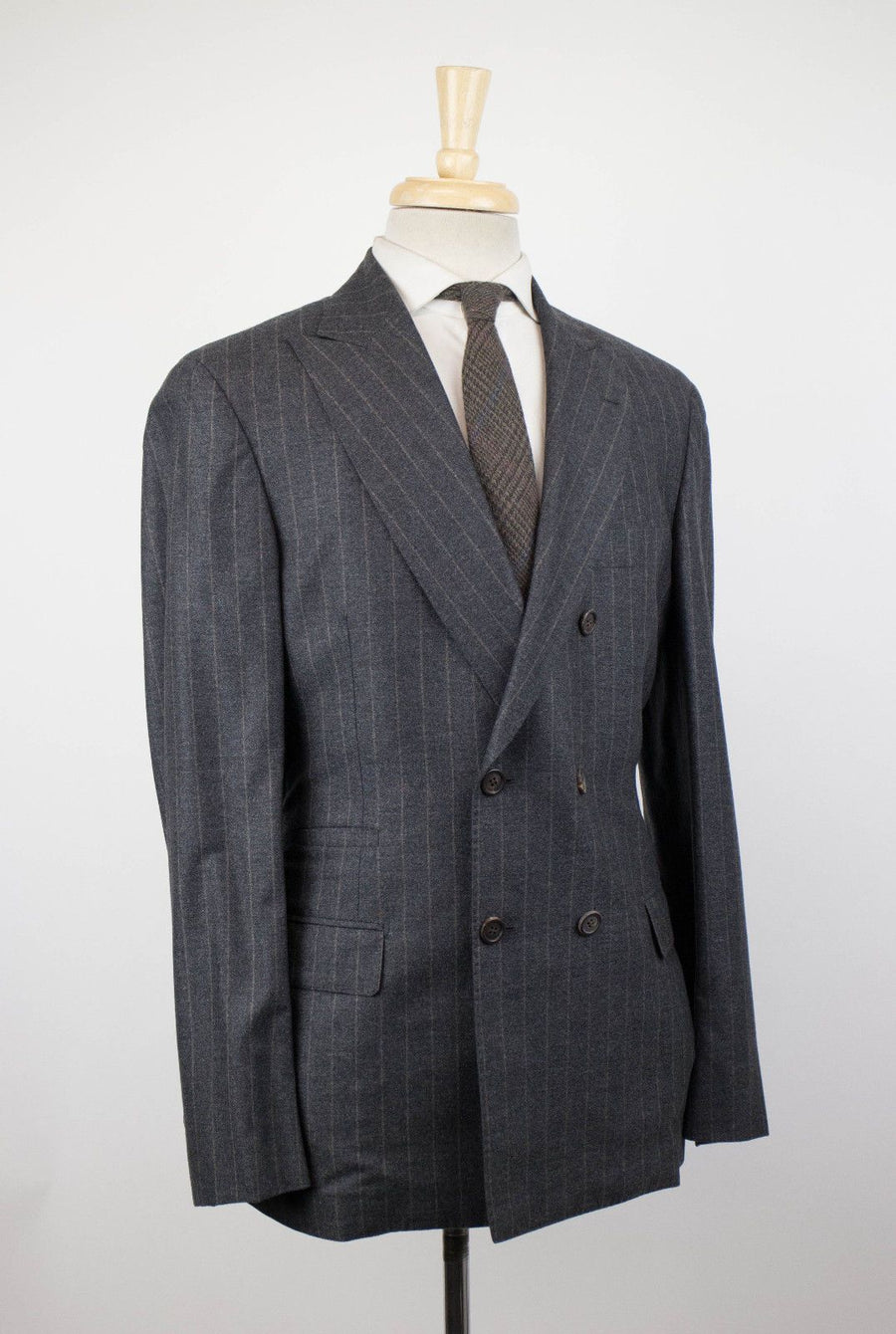 Cashmere Blend Pinstripe Double Breasted Sport Coat - Gray