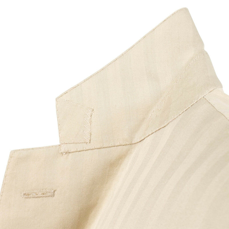 Drop 8 Cotton 3 Roll 2 Button Slim Fit Suit - Beige