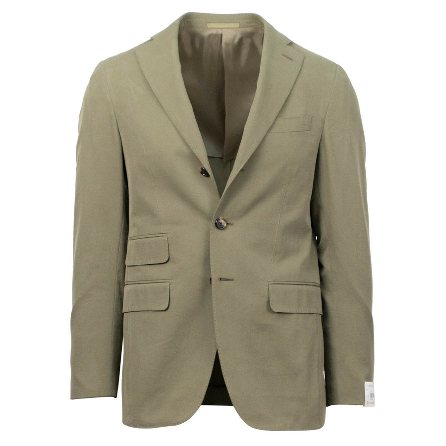 Drop 8 Cotton 3 Roll 2 Button Slim Fit Suit - Green