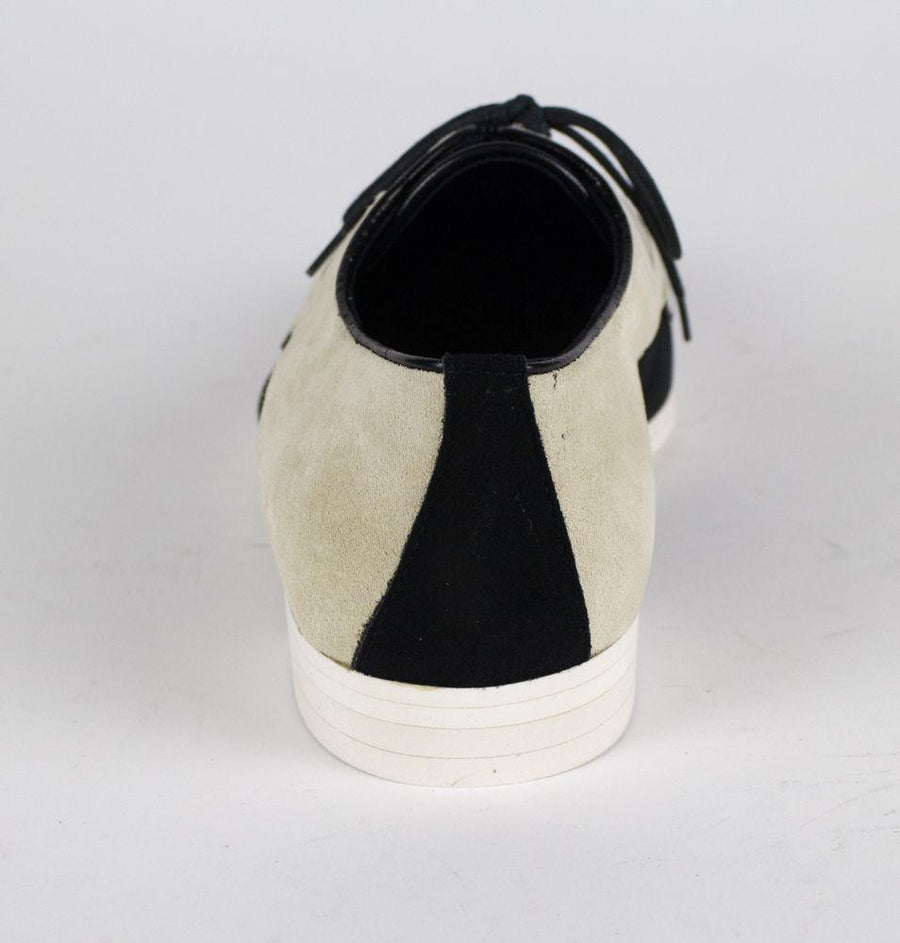 Suede Leather Bi-Color Oxfords - Cream / Black