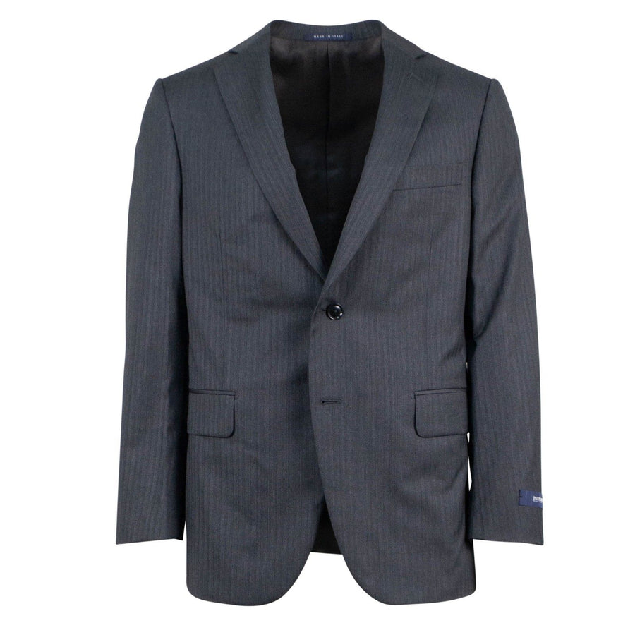 Drop 4 Striped Wool Two Button Suit - Gray