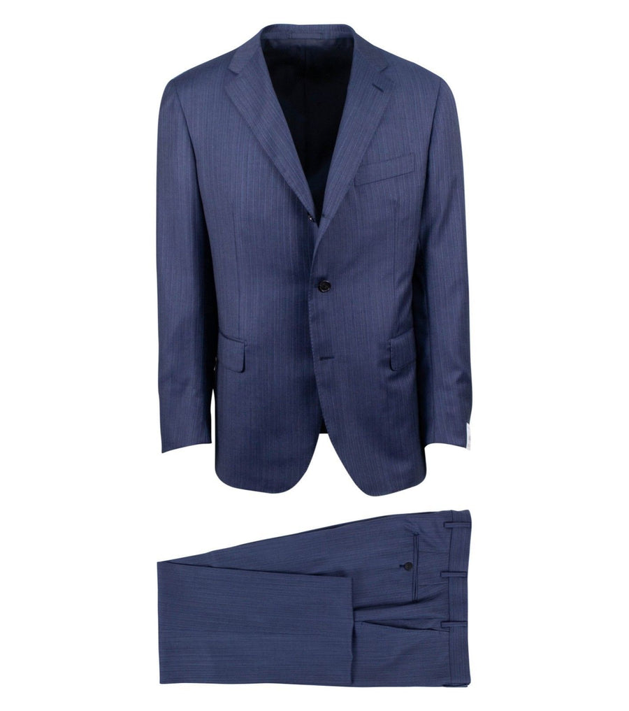 Drop 7 Wool Three Roll Two Button Suit - Navy Blue