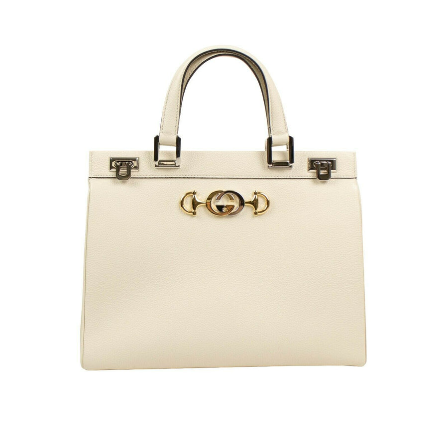 Zumi Grainy Leather Medium Top Handle Handbag - White