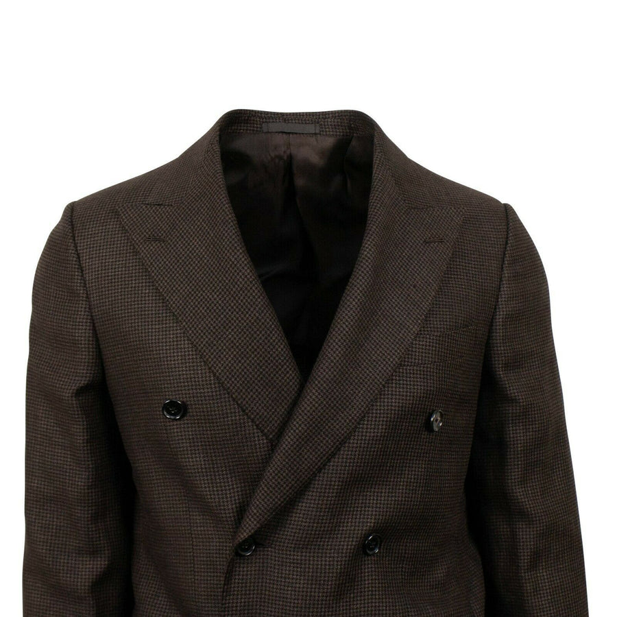 Drop 8 Houndstooth Double Breasted Wool Blend Sport Coat - Brown