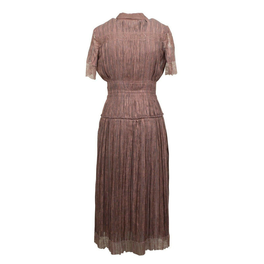 Silk And Lace Pleated Dress - Rose