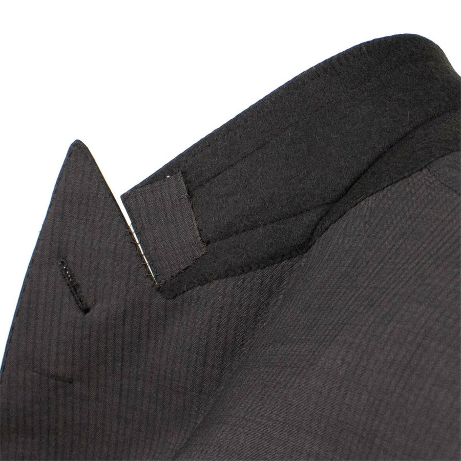 Drop 7 Striped Double Breasted Slim/Trim Fit Suit - Brown