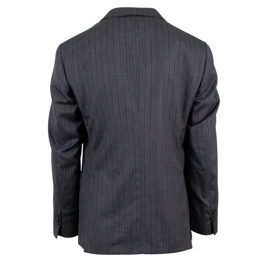 Drop 8 Striped Wool Two Button Suit - Charcoal Grey / Purple