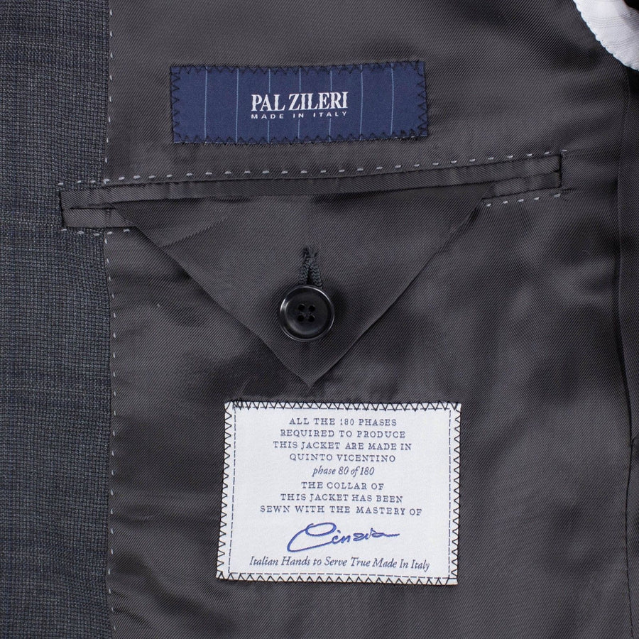 Drop 8 Checked Wool Two Button Suit - Gray