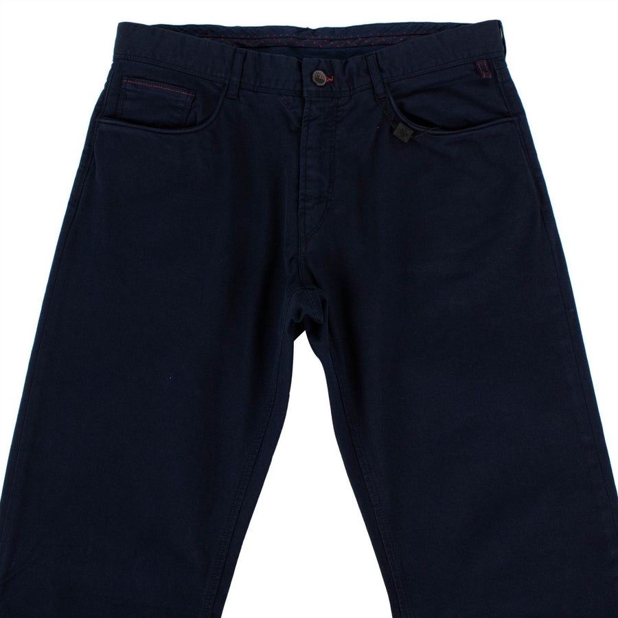 Navy Blue Cotton Blend Pants