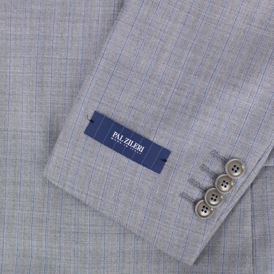 Striped Wool Two Button Suit - Light Gray