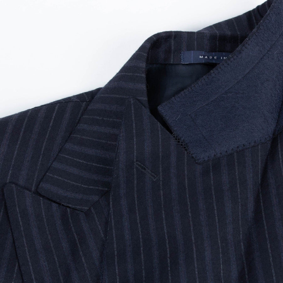 Thick Multi Stripe Double Breasted Suit - Black