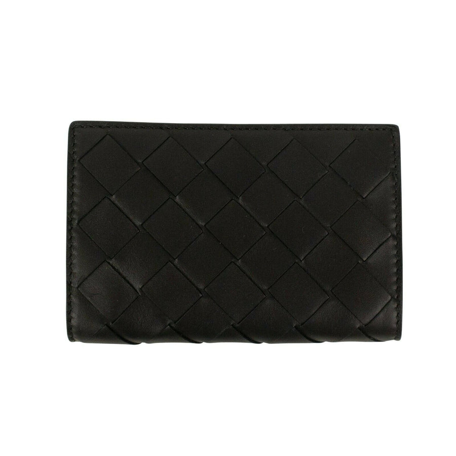 Leather Intrecciato Continental Wallet - Black