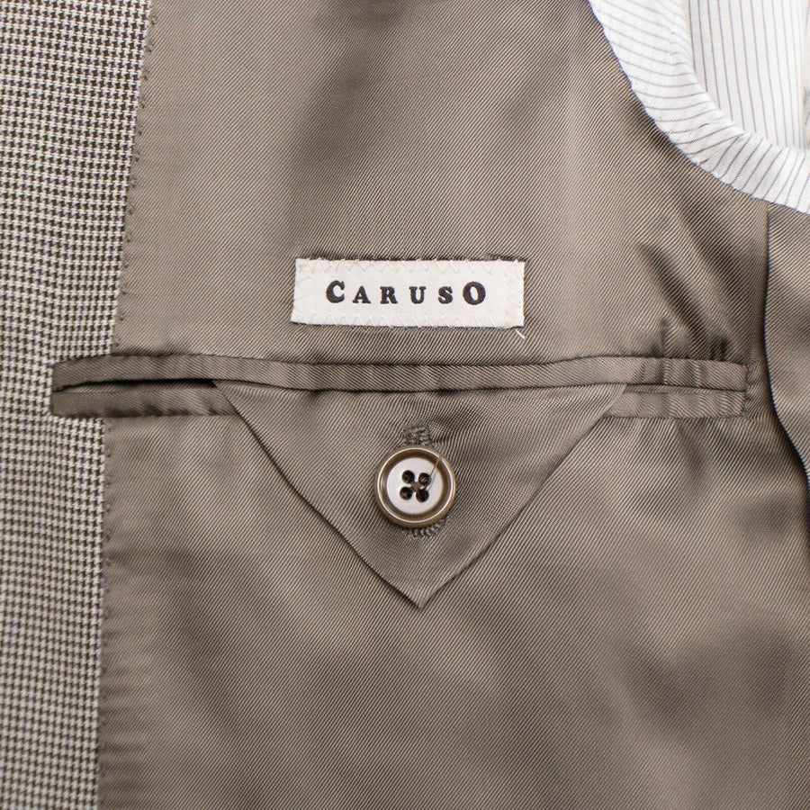 Drop 8 Houndstooth Wool 3 Roll 2 Button Slim Fit Suit - Brown