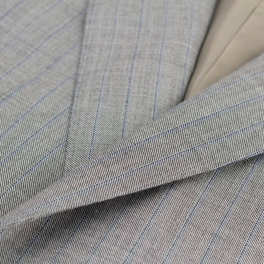 Striped Wool Two Button Suit - Light Gray